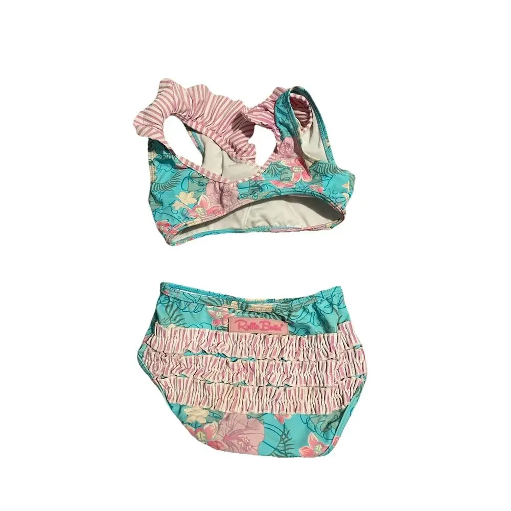 RuffleButts Toddler‎ Floral Smocked Ruffle 2-Piece Swimsuit Top & Bottom